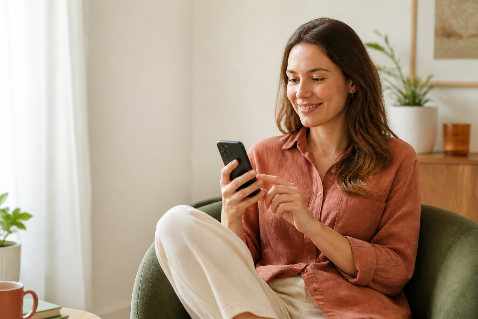 Woman choosing an online doctor consultation